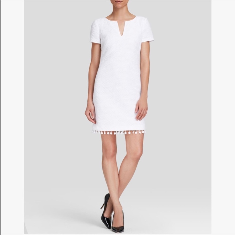 Trina Turk Cream Sheath Mini Dress with Plunge Neckline